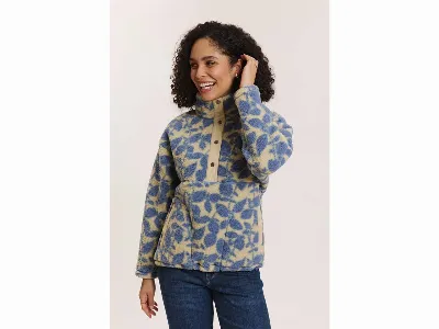 tranquillo tranquillo Damen-Troyer Jorgaa aus Sherpa-Fleece, mit Seitentaschen, blue botanics,