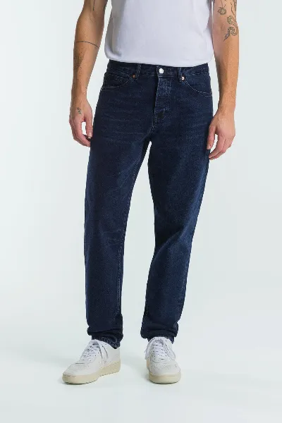 Kings Of Indigo Kings of Indigo Herren vegan Jeans Sushan Washed Holo Blau Schwarz