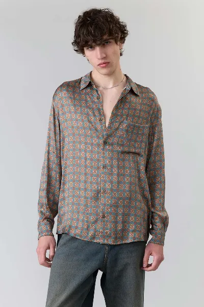 Yahmo Yahmo Herren vegan Hemd Hans Atlas Beige Blau