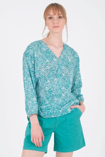 ORGANICATION ORGANICATION Damen vegan Voile Bluse Smaragdblüte
