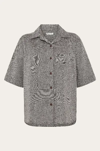 KnowledgeCotton Apparel KnowledgeCotton Apparel Damen vegan Hemd Damen Struktur Kurzarm Shaved Chocolate