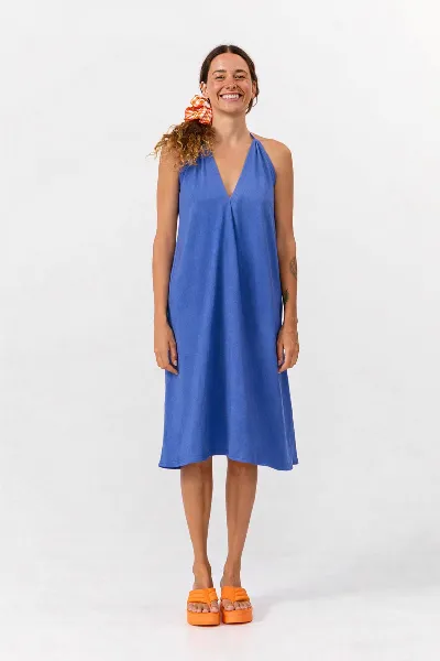 SUITE13LAB SUITE13LAB Damen vegan Kleid Mp Kurz Mittelblau