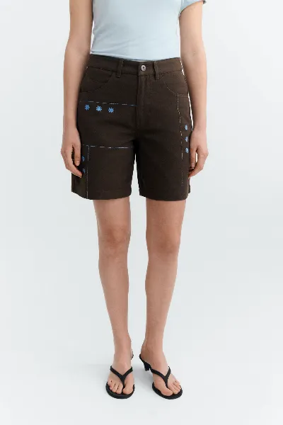 thinking mu Thinking MU Damen vegan Shorts Handbestickte Sole Mio Luisa Braun