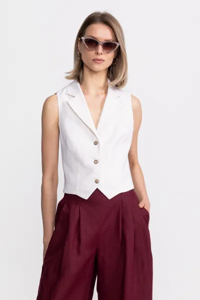 De IONESCU De IONESCU Damen vegan Weste Snagov Off White