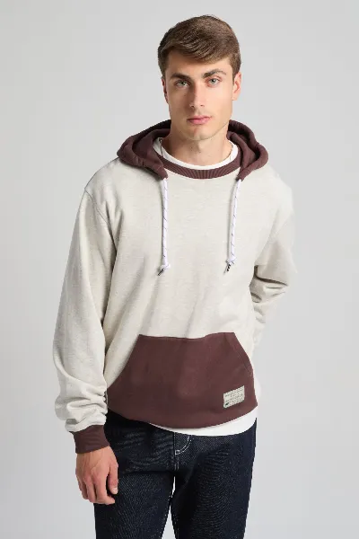 Trendsplant Trendsplant Herren vegan Oversize-Hoodie Warm Meliertes Grau/Kaffee