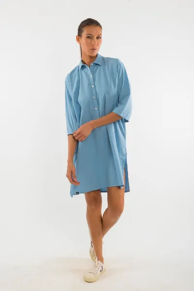 RAVENS VIEW IBIZA RAVENS VIEW IBIZA Damen vegan Hemdkleid Isla Faded Denim