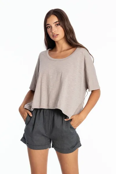 RAVENS VIEW IBIZA RAVENS VIEW IBIZA Damen vegan Top Square Stone Grey