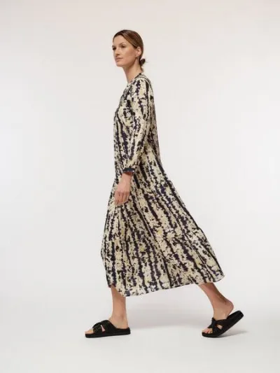 LANIUS LANIUS Damen Maxikleid aus mit Alloverprint Batik, Farbe Vanilla