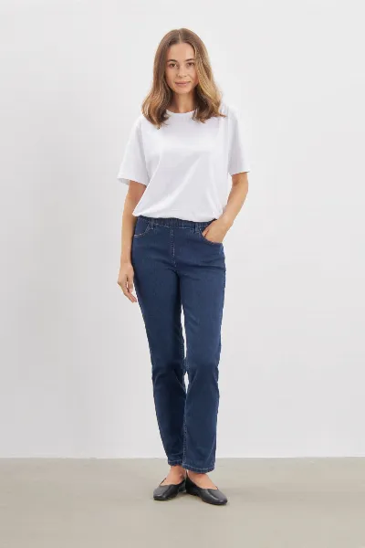 LAURIE LAURIE Damen vegan Jeans Kelly Regular Short Length Dunkelblau