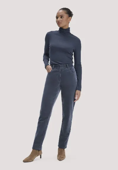 hessnatur hessnatur Damen Cordhose Straight Leg aus Bio-Baumwolle - blau