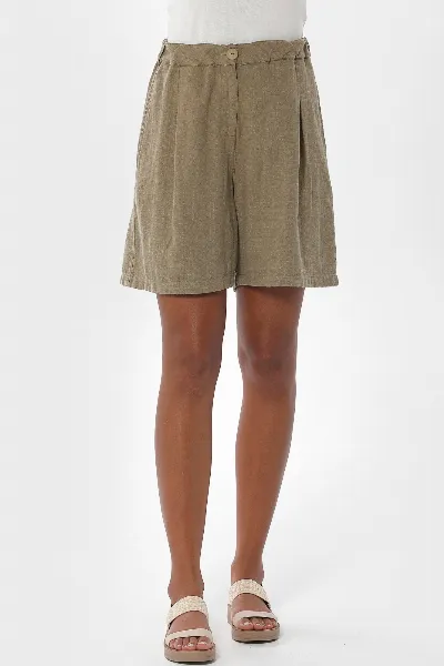 ORGANICATION ORGANICATION Damen vegan Shorts Plissee Olivgrün