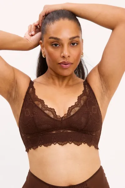 Understatement Understatement Damen vegan Bh Lace Support Plus Kaffee