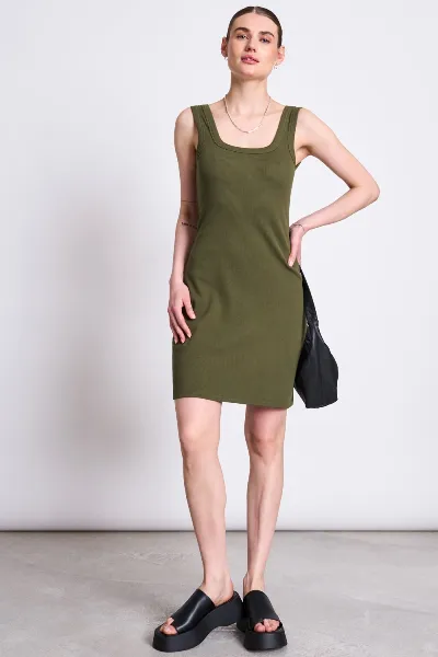 JAN N JUNE JAN 'N JUNE Damen vegan Minikleid Talmine Dunkel-Olive