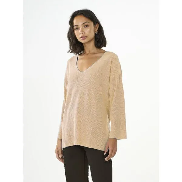 KnowledgeCotton Apparel KnowledgeCotton Apparel Strickpullover mit V-Ausschnitt aus EcoVero