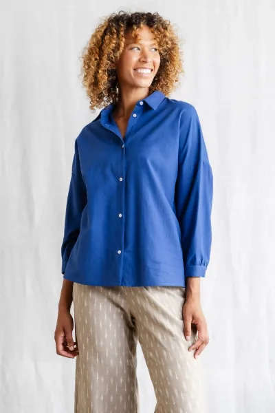 Jyoti Fair Works Jyoti Fair Works Damen vegan Bluse Mayank Kobaltblau