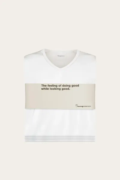 KnowledgeCotton Apparel KnowledgeCotton Apparel Herren vegan 3er-Pack T-Shirts Regular-Passform V-Ausschnitt, Strahlend
