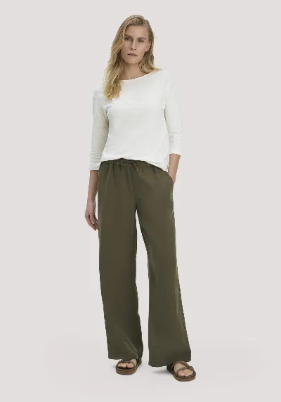 hessnatur hessnatur Damen Hose Wide Leg aus TENCEL™ Lyocell mit Leinen - grün