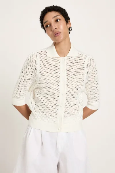 Lanius Strickjacke Kurzarm Off White | Lanius x Marie ...