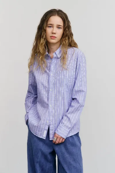 Rotholz Rotholz Damen vegan Hemd Button Down Blau Gestreift