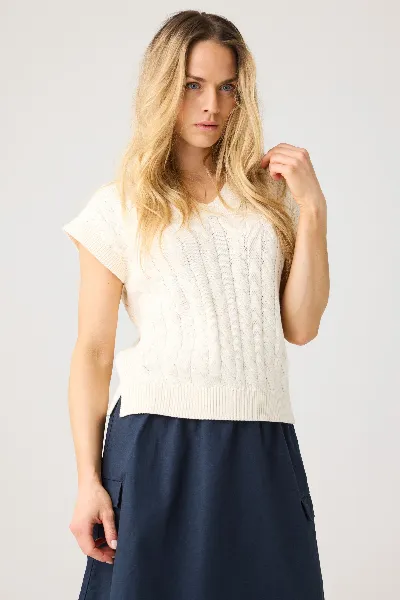 KnowledgeCotton Apparel KnowledgeCotton Apparel Damen vegan Strickweste Kabelreiher