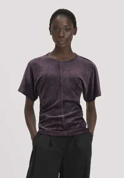 hessnatur hessnatur Damen Samt T-Shirt Slim aus TENCEL™ Modal mit Bio-Baumwolle - lila