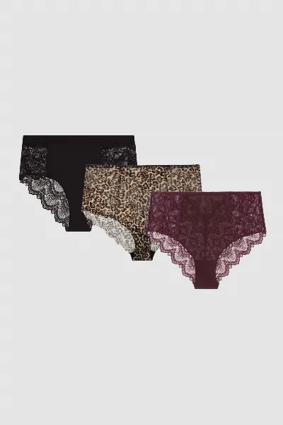 Understatement Understatement Damen vegan Multipack 3x Slips Spitze Highwaist Multicolor
