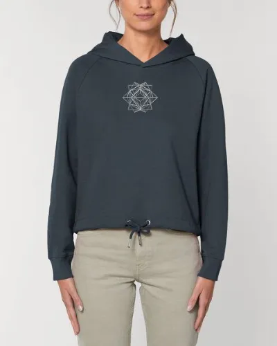 Human Family Human Family Kurzer Bio Damen Hoodie Invent - Polygon