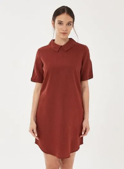 ORGANICATION ORGANICATION Kleid aus Leinen-Mix mit Bubikragen