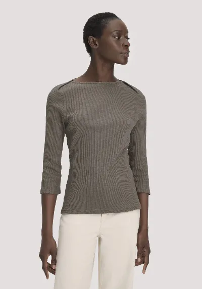 hessnatur hessnatur Damen Boatneck Shirt Slim aus Bio-Baumwolle - grün