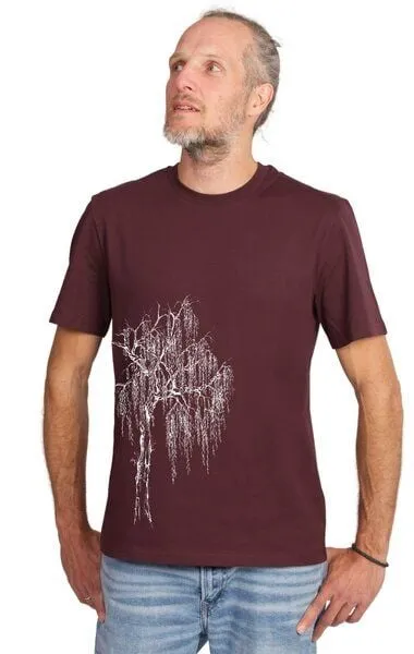 Life-Tree Life-Tree Shirt aus Biobaumwolle Fairwear für Herren Trauerweide in Red Brown
