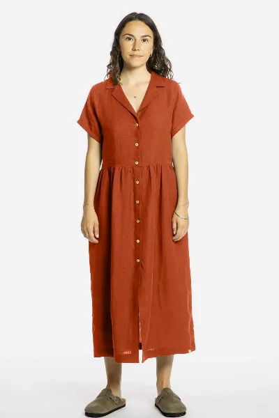 MATONA MATONA Damen vegan Kleid Collared Rooibos