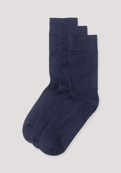 hessnatur hessnatur Herren Socken im 3er-Pack aus Bio-Baumwolle - blau - Größe 43-45