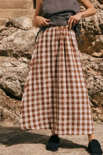 AmourLinen AmourLinen Damen vegan Rock Mona Mocha Gingham