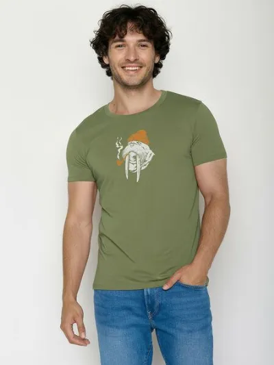 GreenBomb GREENBOMB Smokey Walrus Guide - Sportliches T-Shirt aus Bio-Baumwolle / hochwertiger Print / GOTS / Fair & Vegan