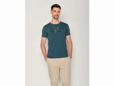 GreenBomb GREENBOMB Bio-Herren-T-Shirt 'Mikkel' mit Rundhalsausschnitt, blue stone,