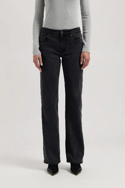 MUD Jeans MUD Jeans Damen vegan Jeans Mid Straight Carry Schwarz Vintage
