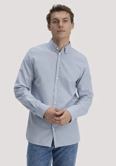 hessnatur hessnatur Herren Oxford Hemd Regular aus Bio-Baumwolle - blau - Größe XL (43/44)