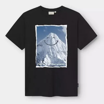 Dedicated DEDICATED T-Shirt Stockholm Happy Mountain - aus Bio-Baumwolle