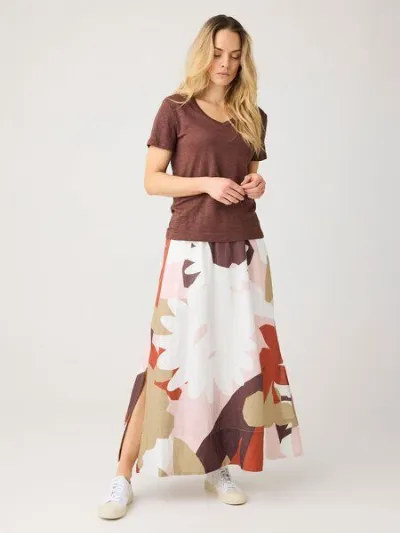 KnowledgeCotton Apparel KnowledgeCotton Apparel Maxi Rock mit Flower-Print aus Bio-Leinen