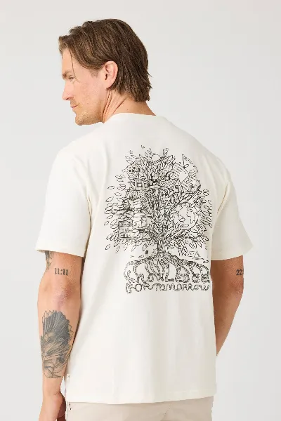 KnowledgeCotton Apparel KnowledgeCotton Apparel Herren vegan T-Shirt RÃ¼ckenaufdruck Reiher WeiÃŸ