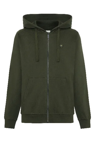 KnowledgeCotton Apparel KnowledgeCotton Apparel Herren vegan Zip Hoodie Känguru-Abzeichen Forrest Nachtgrün