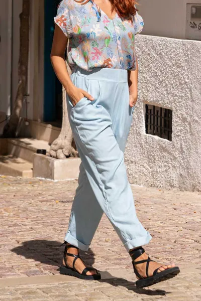 WiDDA WiDDA Damen vegan Pants Jupp Pleated Light Blue