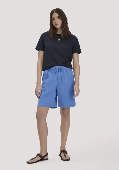 hessnatur hessnatur Damen Shorts Relaxed aus weichem TENCEL Lyocell mit Leinen - blau