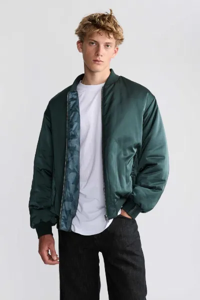 Yahmo Yahmo Herren vegan Jacke Bomber Reversible Konrad Shadow/Petrol