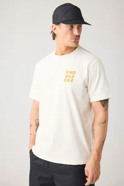 KnowledgeCotton Apparel KnowledgeCotton Apparel Herren vegan T-Shirt Brustaufdruck Reiher