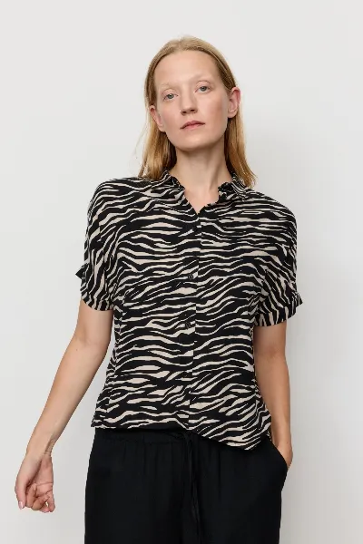 recolution Bluse Lotus Zebra Schwarz