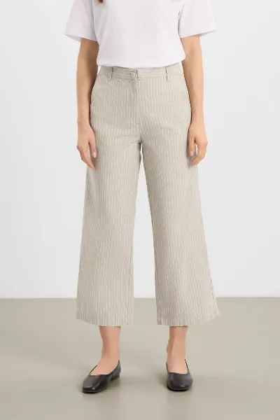 LAURIE LAURIE Damen vegan Hose Lily Straight Cropped Pebble Stone