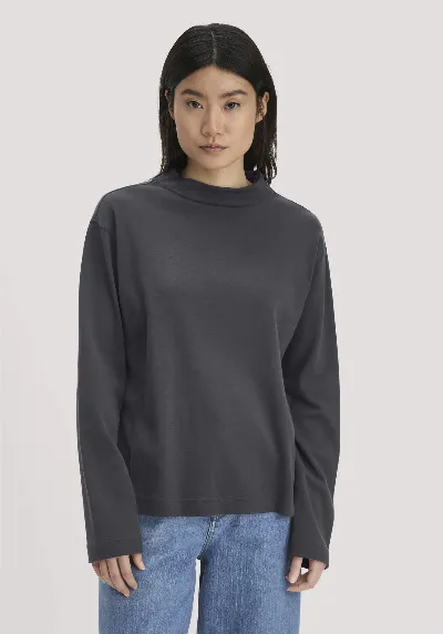hessnatur hessnatur Damen Longsleeve Oversize aus Bio-Baumwolle - grau
