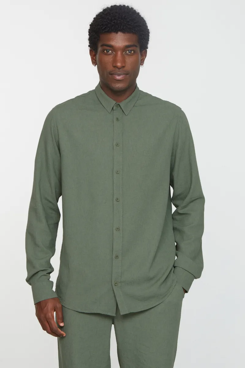 recolution Recolution Herren vegan Hemd Muskatnuss Khaki