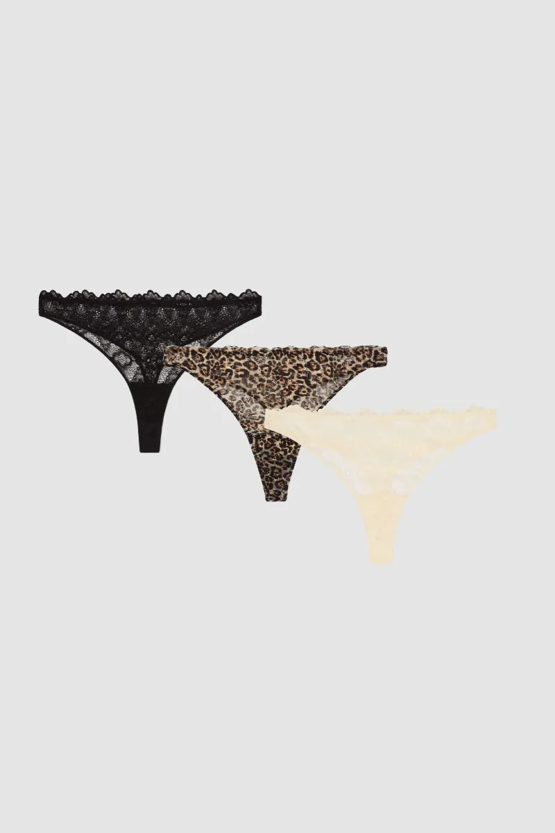 Understatement Understatement Damen vegan Multipack 3x Tanga Spitze Multicolor